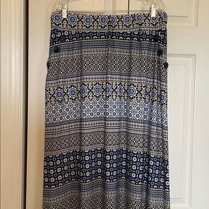 NWT Robert Louis 2X maxi skirt Lightweight Blue/Black Patterned Women's flowy